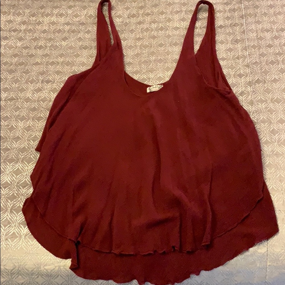 Free People Deep Red Flowy Tank Top